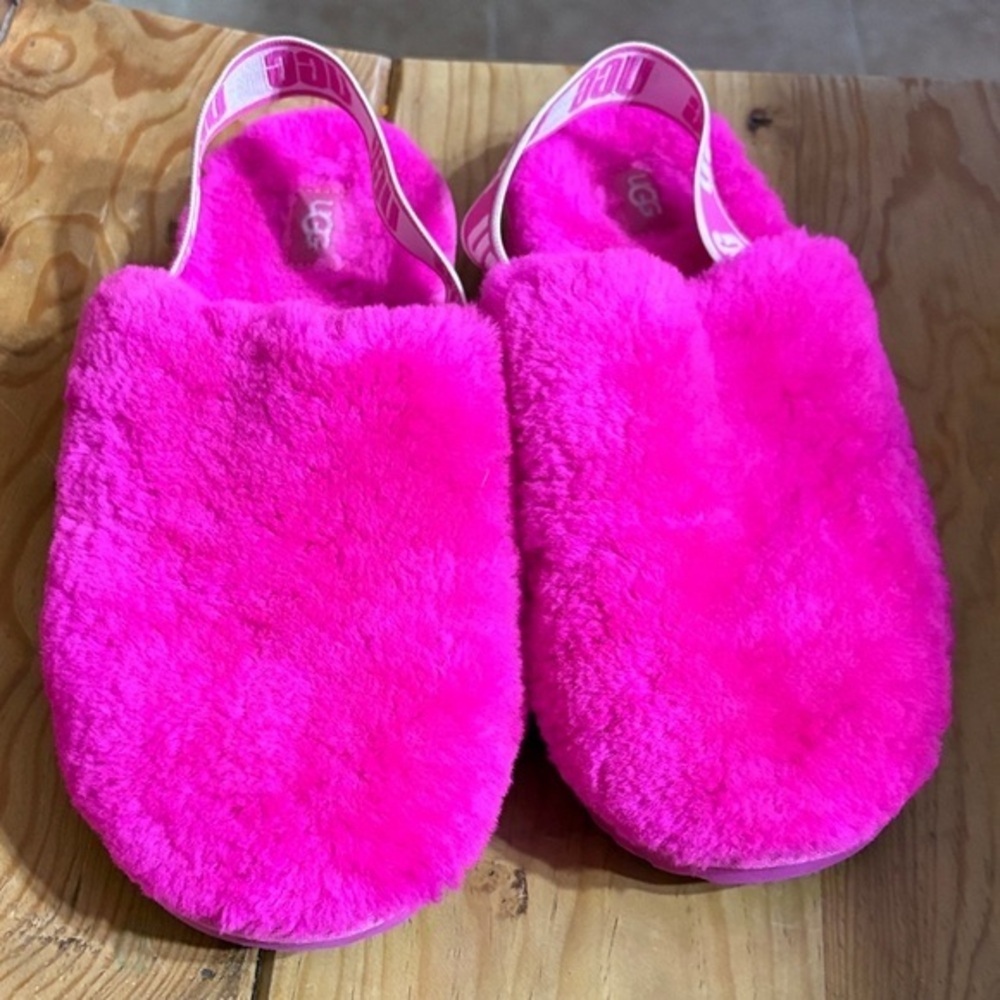 UGG Vibrant Pink Fuzzy Slippers